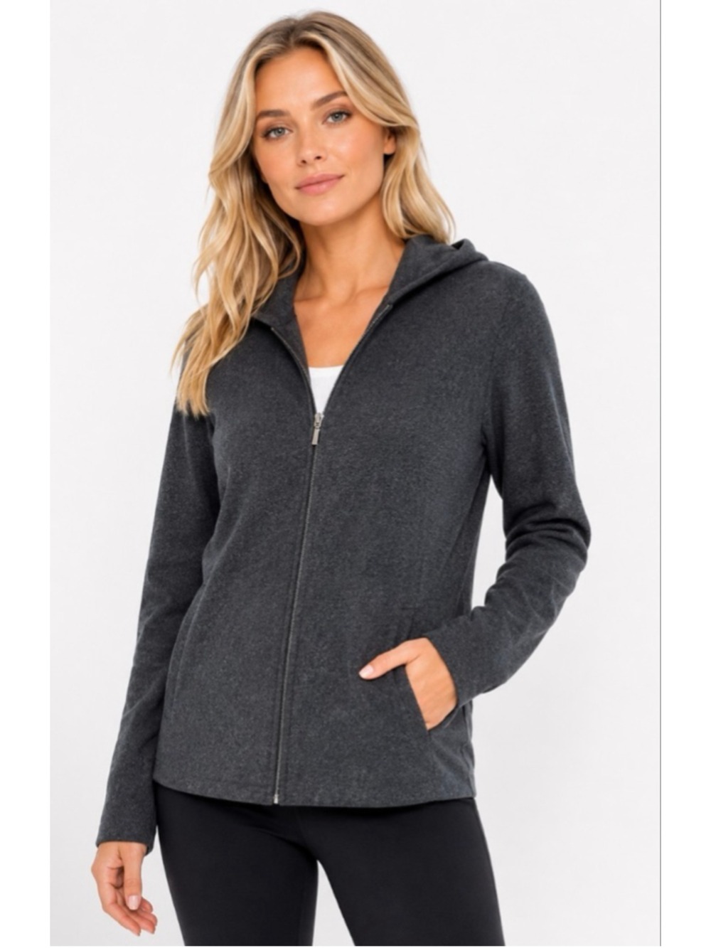 NWOT PREVIEW COLLECTION Charcoal Full-Zip Hoodie Wool Blend M